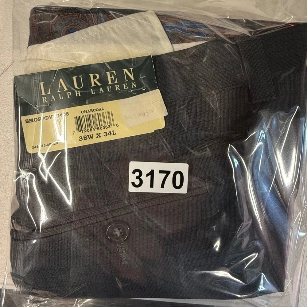 Lauren Ralph‎ Lauren Mens Charcoal Grey Micro Check Dress Pants 38W x 34L NWT